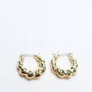 Ana Luisa Gold Tone Paris Twisted Hoop Earrings $85 NWOT